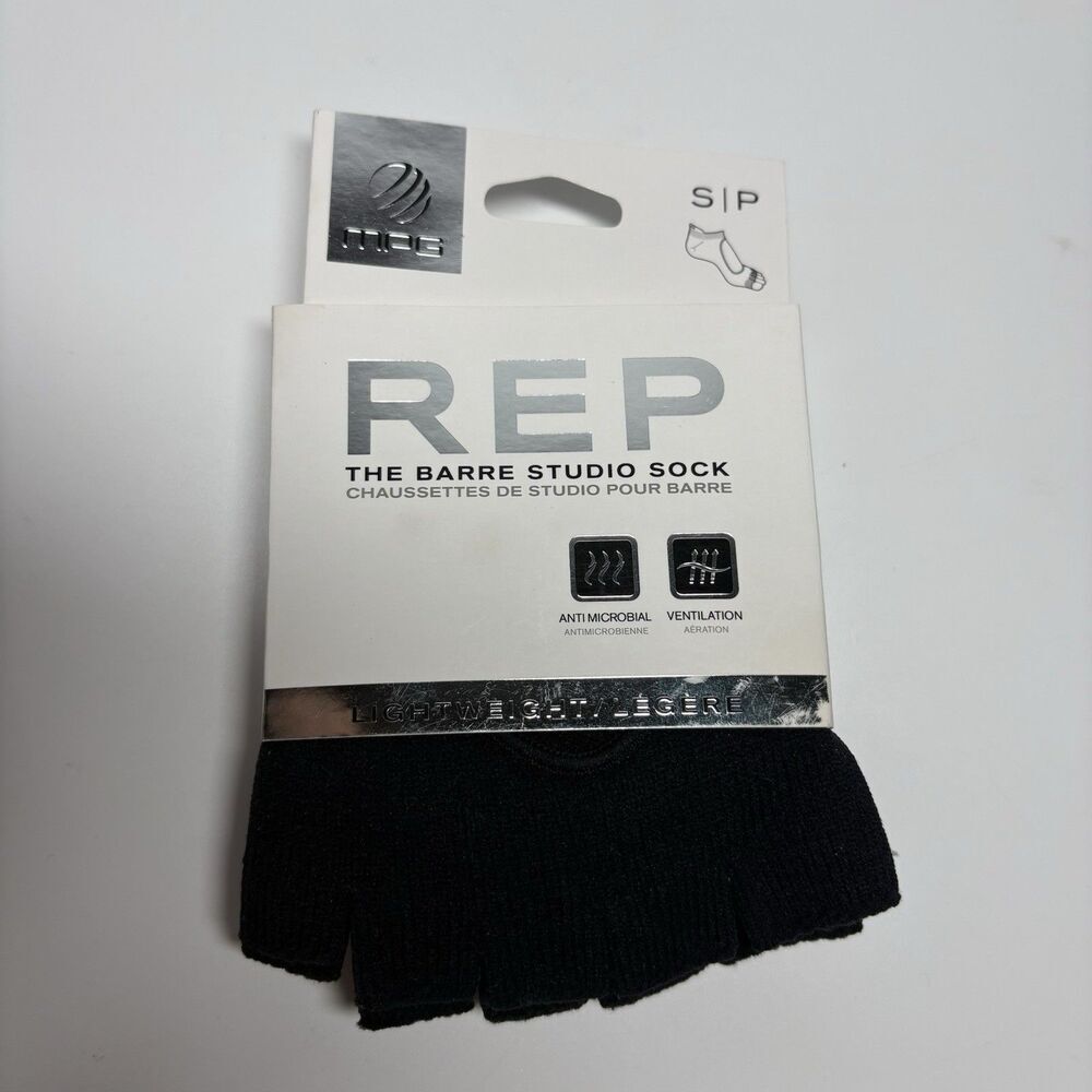 MPG Rep Studio Barre Socks Small Black Toeless Reinforced Grippers